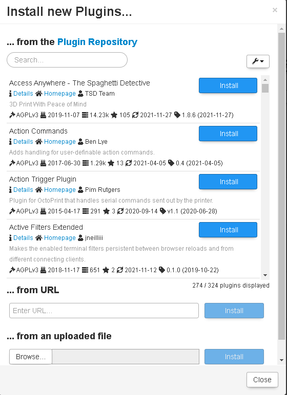 OctoPrint Plugin Manager